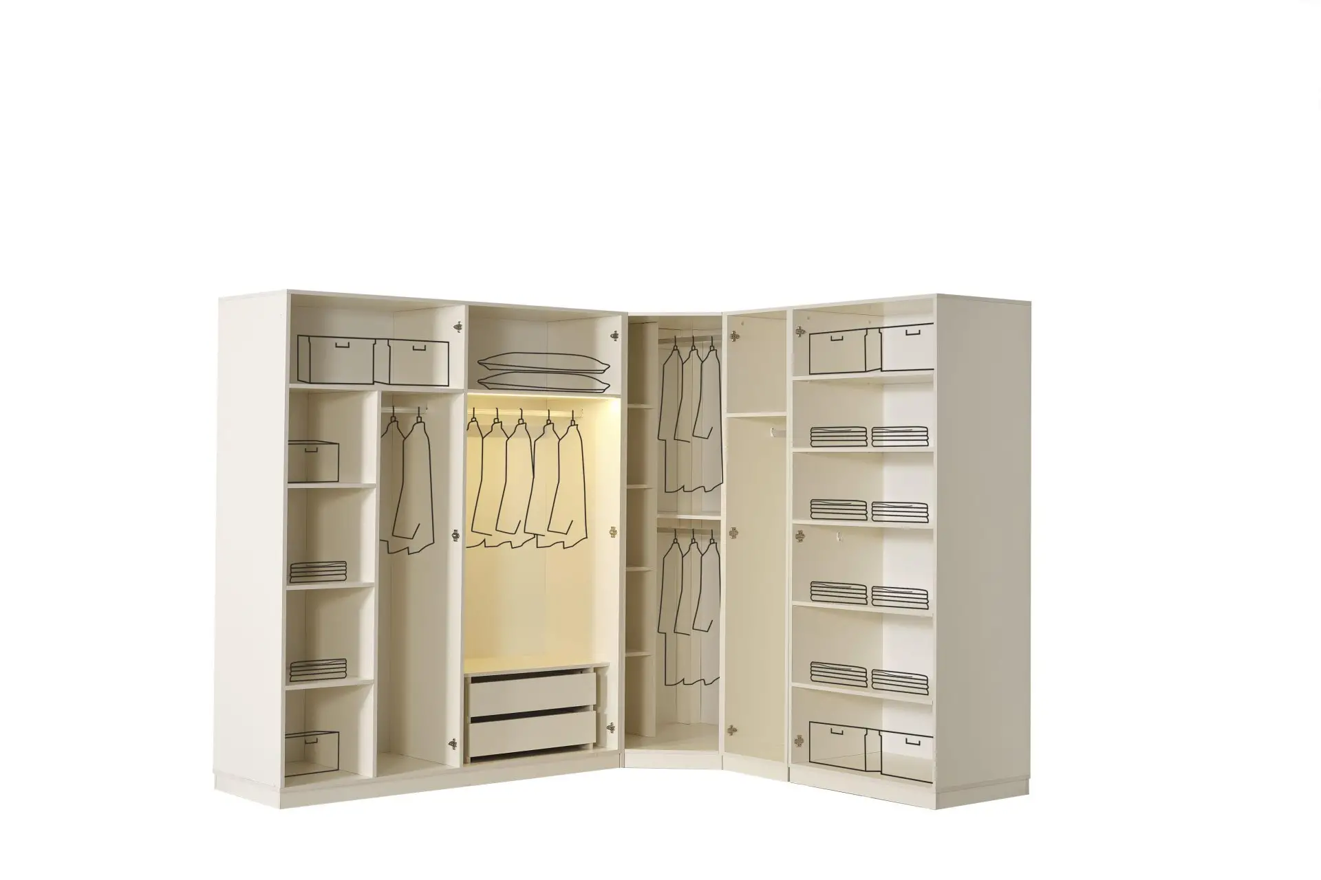 ROZA KÖŞE * MDF DOLAP 8 KAPAK ÖLÇÜSÜ 245*205
