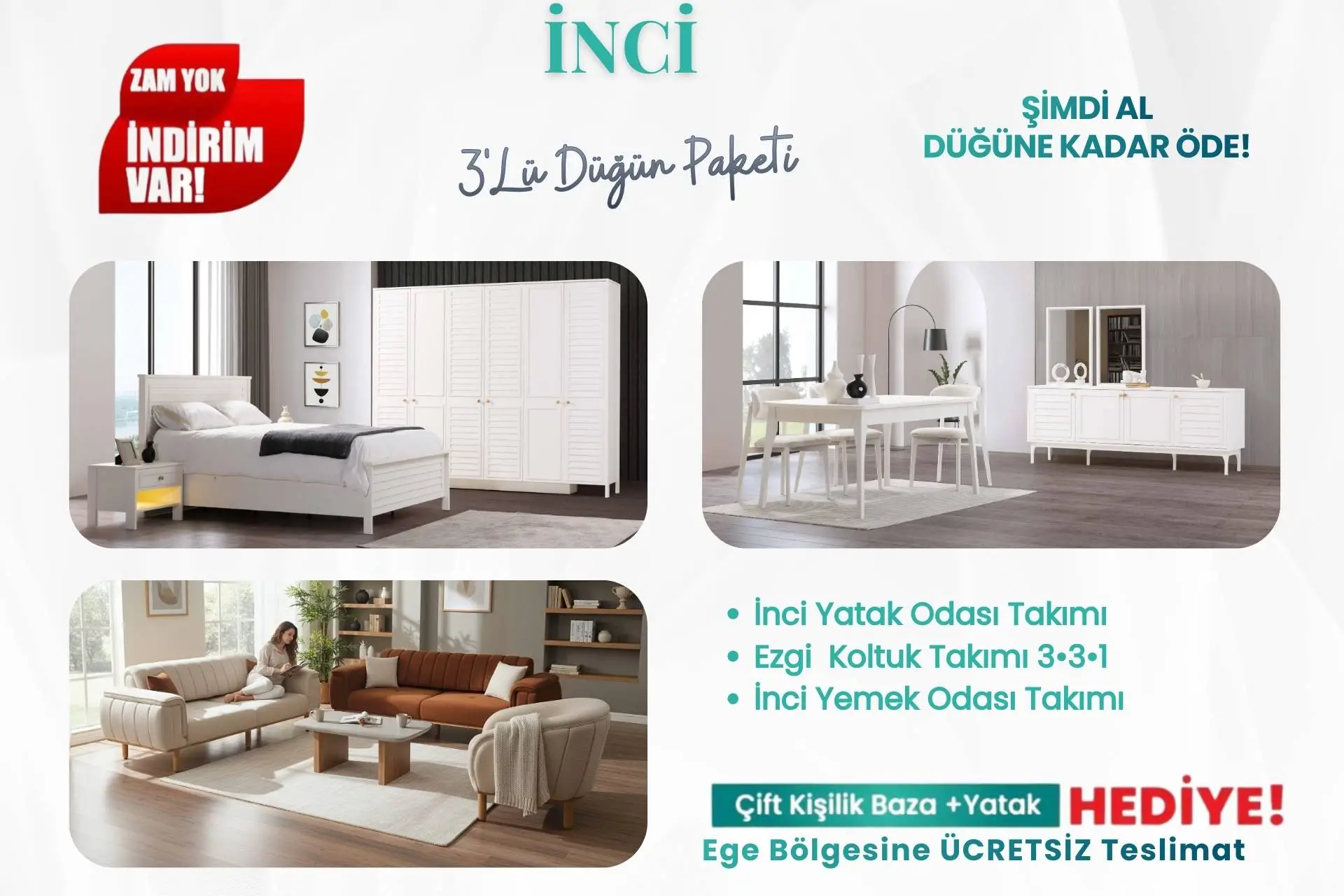 İNCİ BEYAZ DÜĞÜN PAKETİ